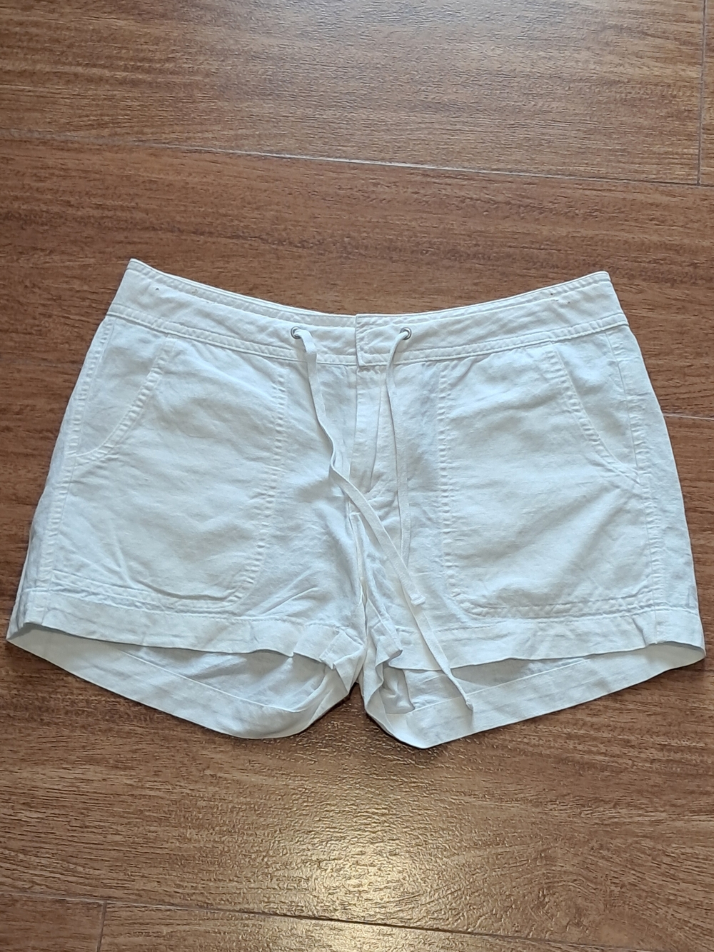Banana Republic White Linen-Blend Drawstring Shorts